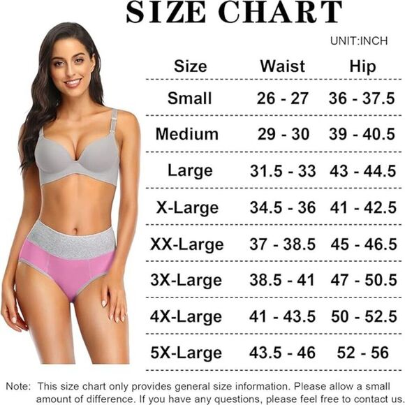Womens Underwear, Cotton Mid Waist No Muffin Top Full Coverage Brief 4XL - Picture 4 of 9